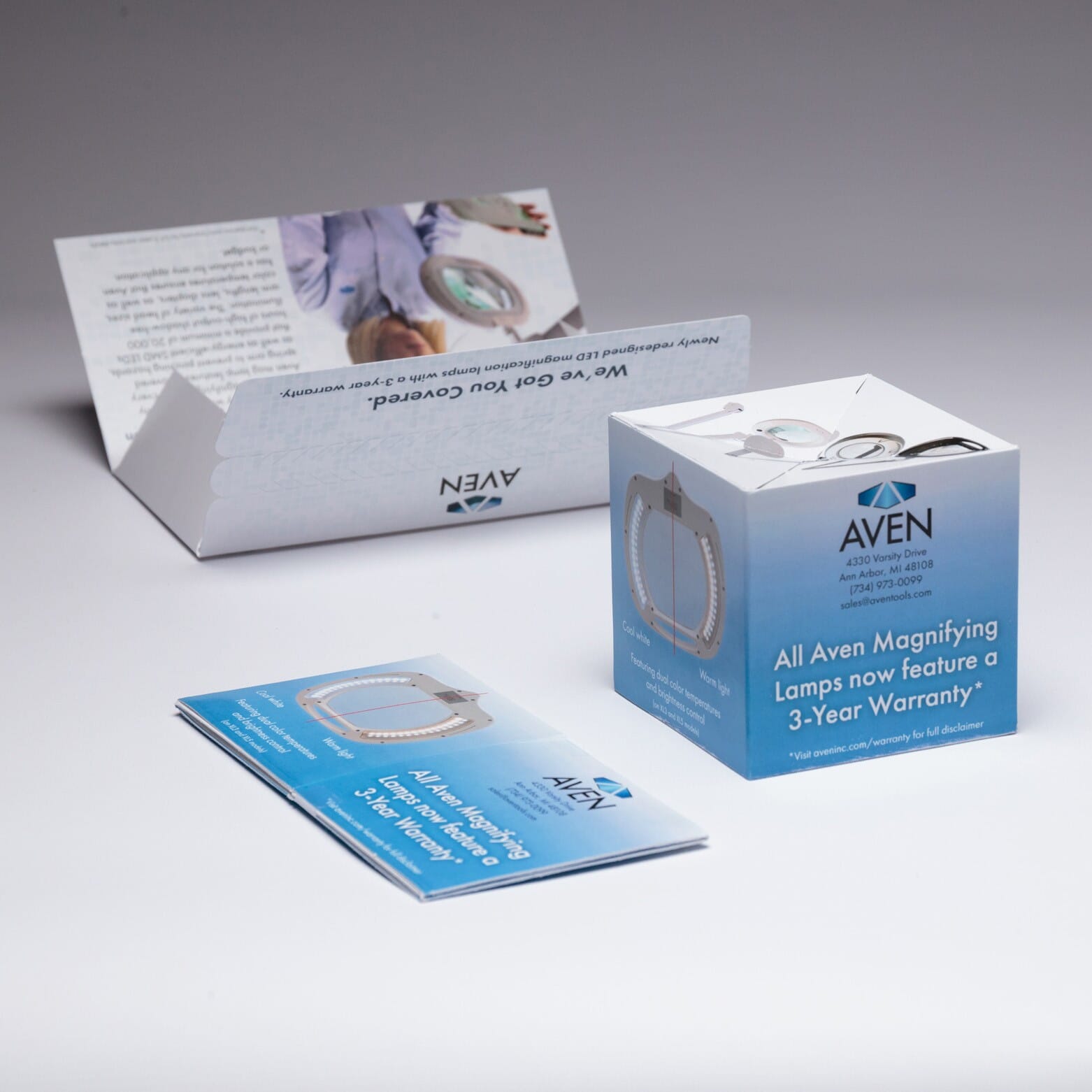 Aven uses 3" Cube with Zip Strip to Introduce Product Warranty 