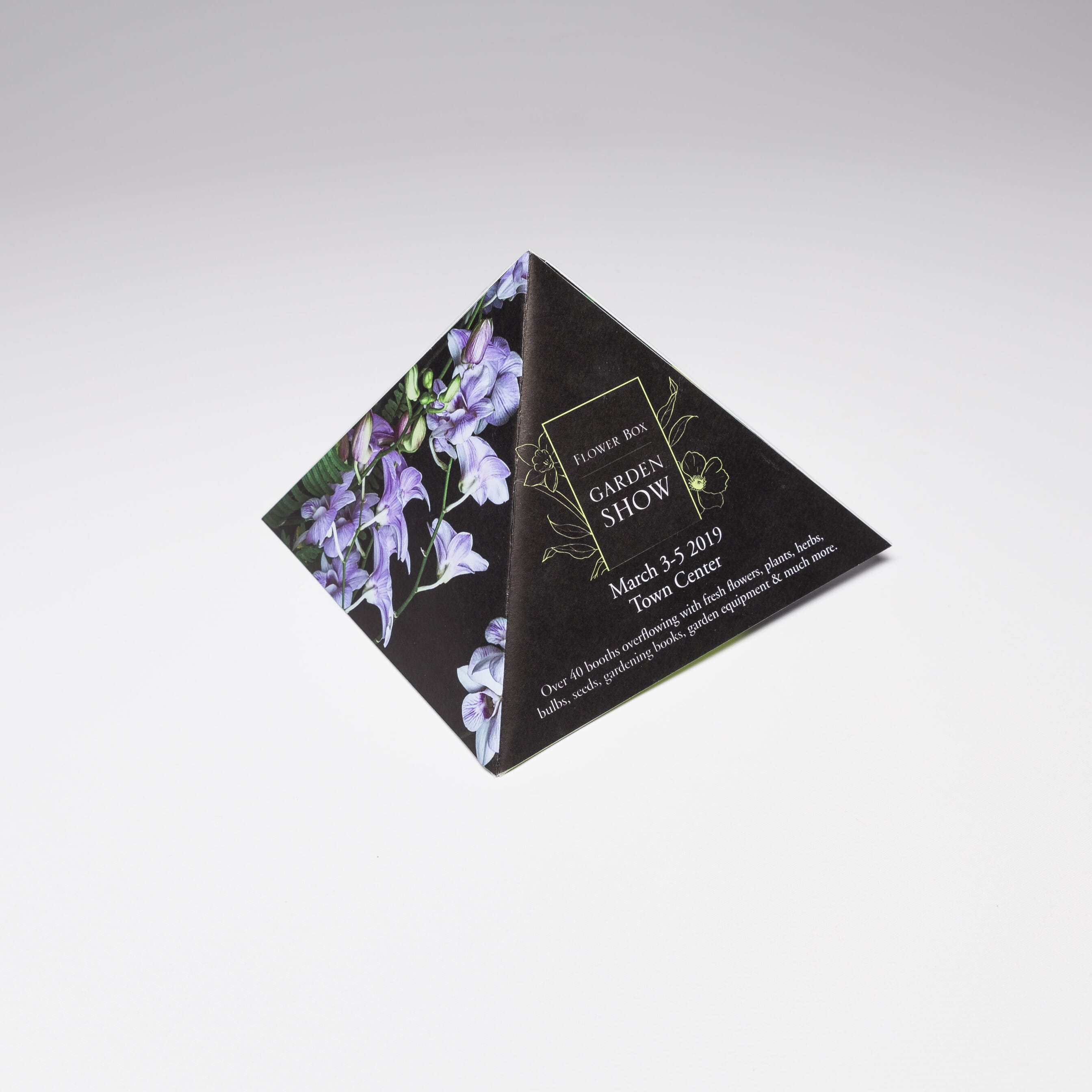 Red Paper Plane's Fold Out Pyramid is a great desktop reminder of your brand, upcoming event, and products/services.