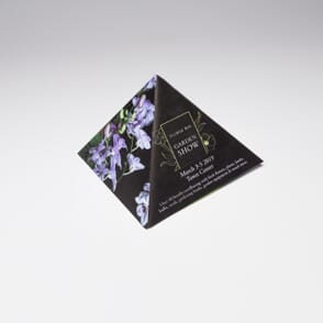 Red Paper Plane's Fold Out Pyramid is a great desktop reminder of your brand, upcoming event, and products/services.