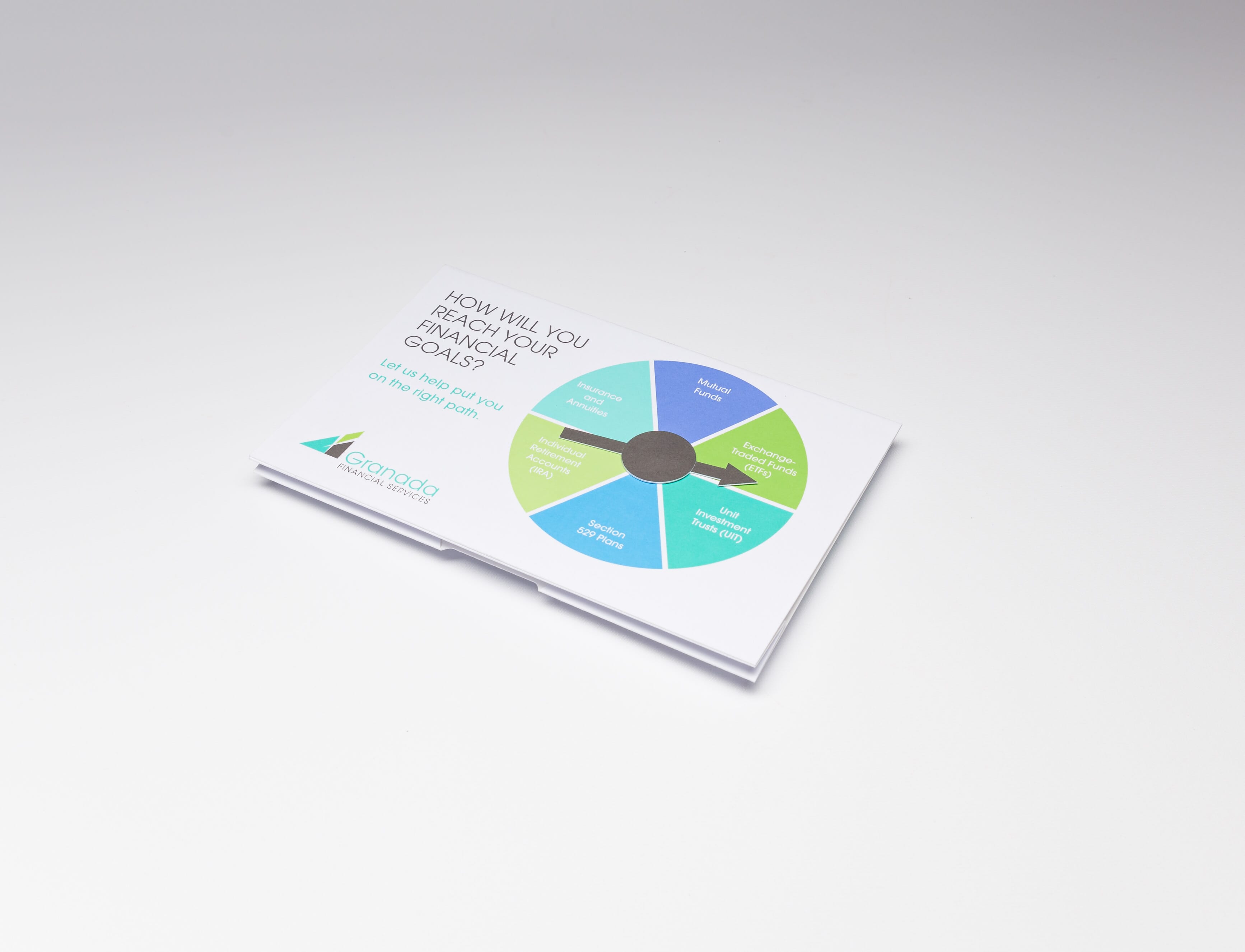 Red Paper Plane's Table Tent Spinner is not only a desktop reminder your prospects will want to hold onto, it also allows prospects to interact with your message by spinning the wheel on the front cover. 