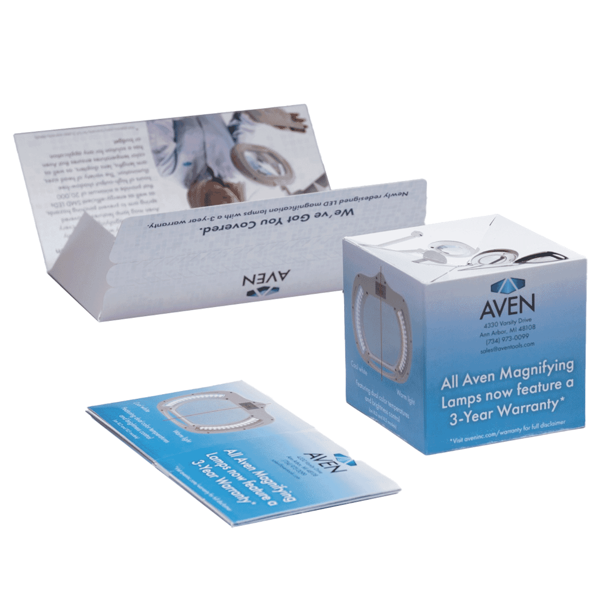 Aven uses 3" Cube with Zip Strip to Introduce Product Warranty 
