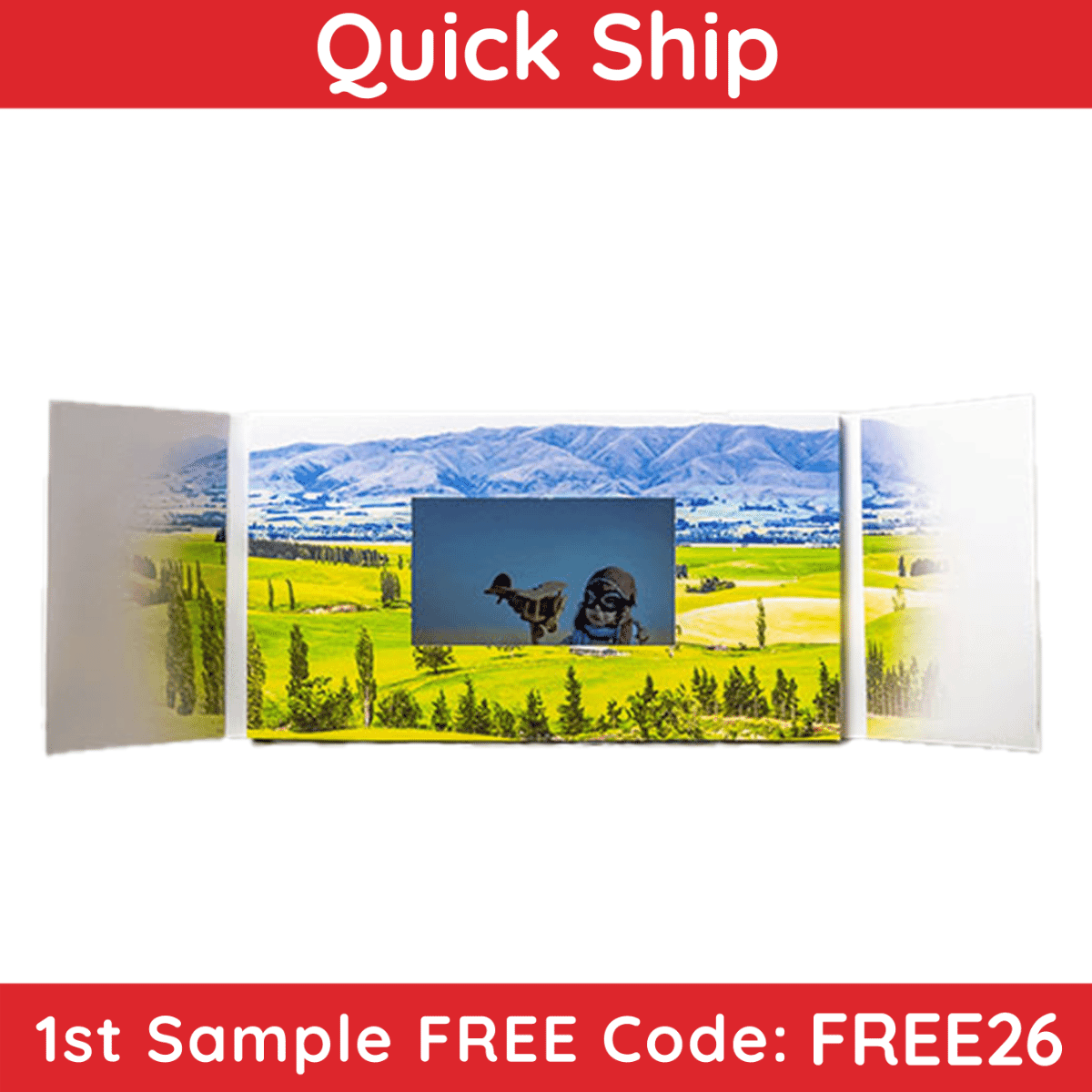 4.3" Gatefold Video Brochure With Pocket & Insert Card (Sample)