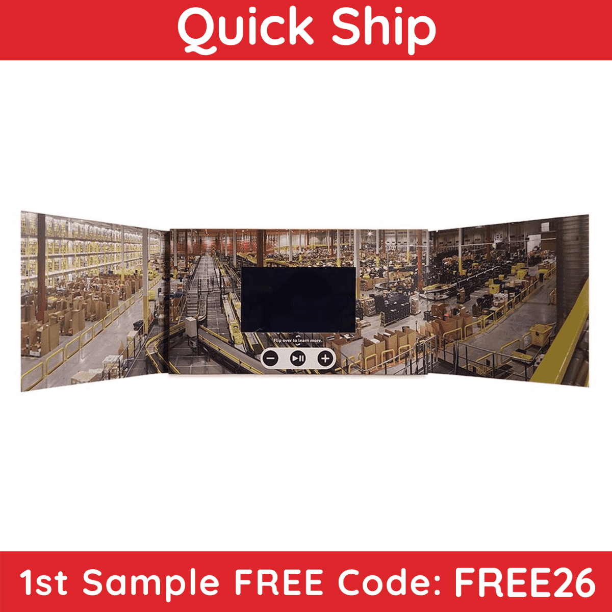 4.3" Gatefold Video Brochure With Pocket & Insert Card - Quick Ship