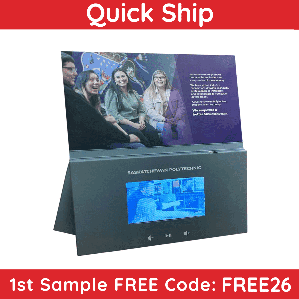 4.3" Gusseted Easel Back Video Brochure - Quick Ship