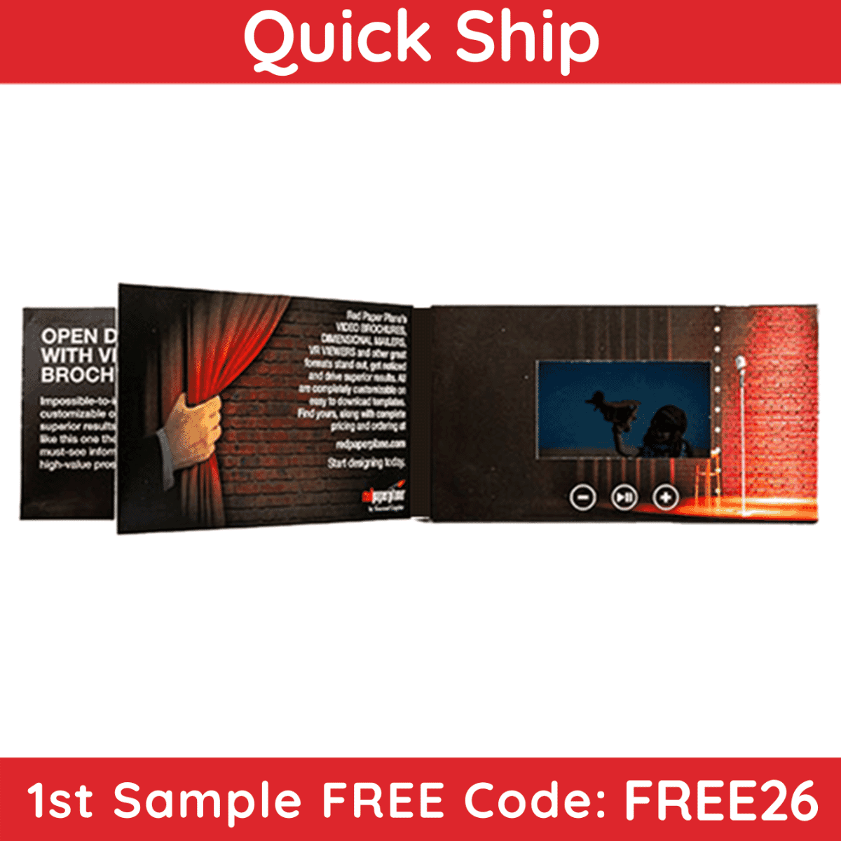 4.3" Video Brochure Book With Pocket & Insert Card - Quick Ship