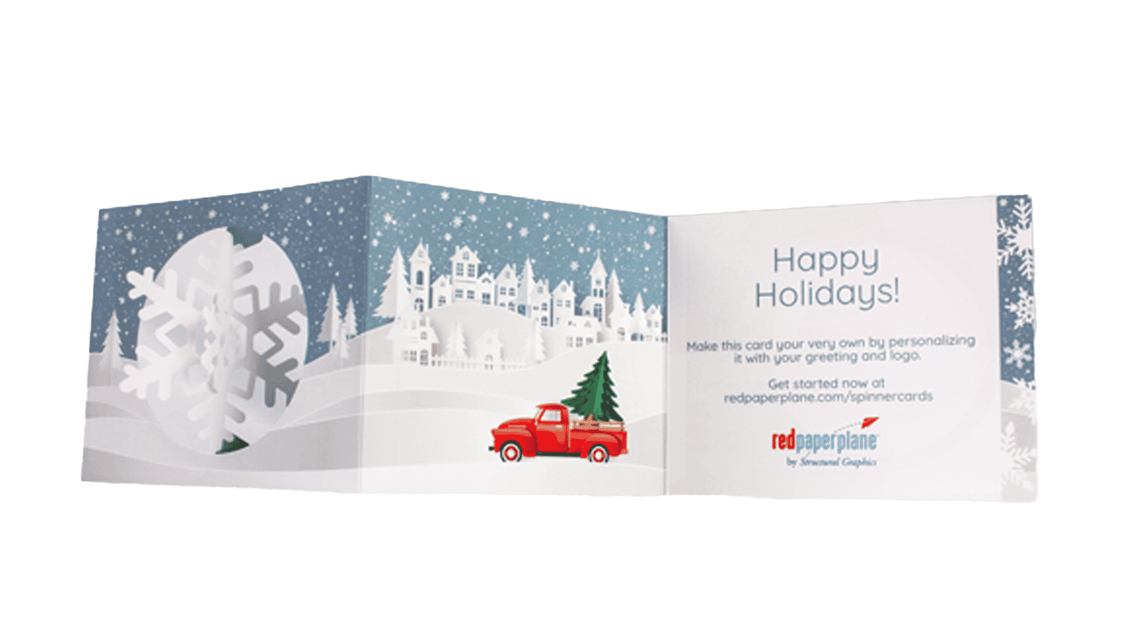 Red Truck Snowflake Spinner Holiday Card