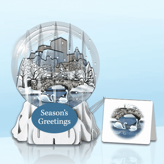 City Footbridge 3" Globe Greeting Card