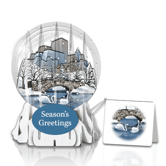 City Footbridge 3" Globe Greeting Card