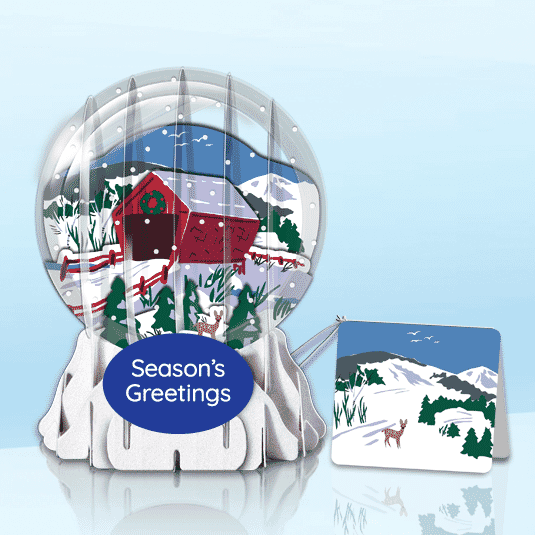 Country Bridge 3" Globe Greeting Card (3" x 3" x 4") (Sample)