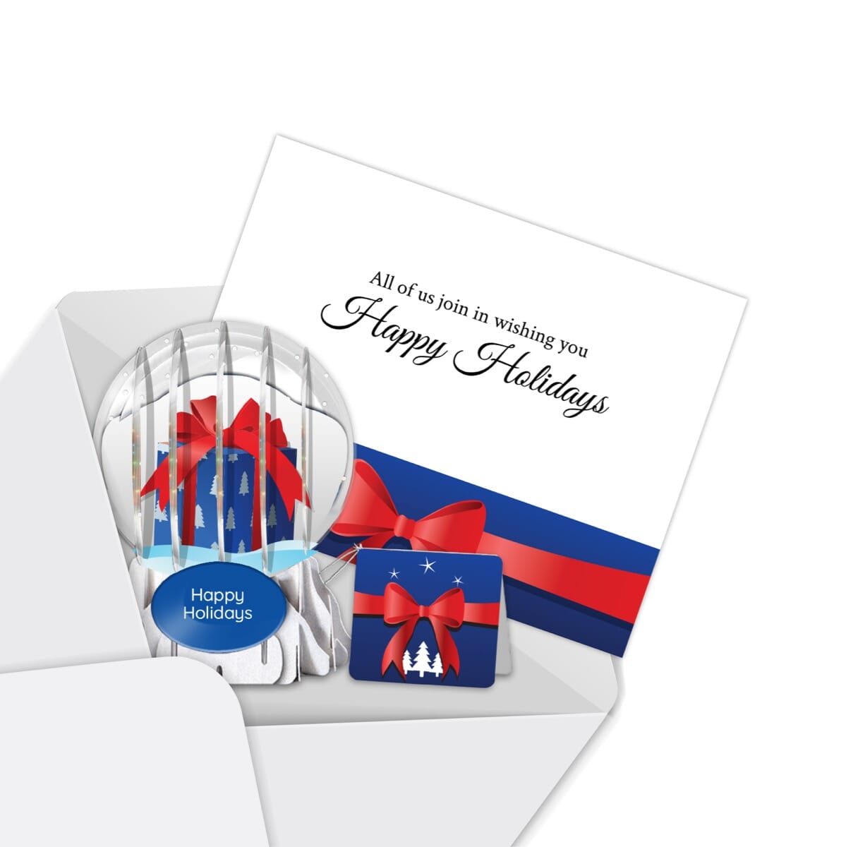 Red Bow Surprise 3" Globe Greeting Card
