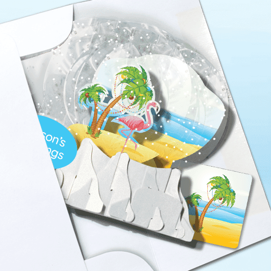 Festive Flamingo 3" Globe Greeting Card