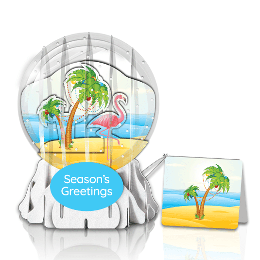 Festive Flamingo 3" Globe Greeting Card