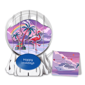 Bon Voyage Flamingo 3" Globe Greeting Card