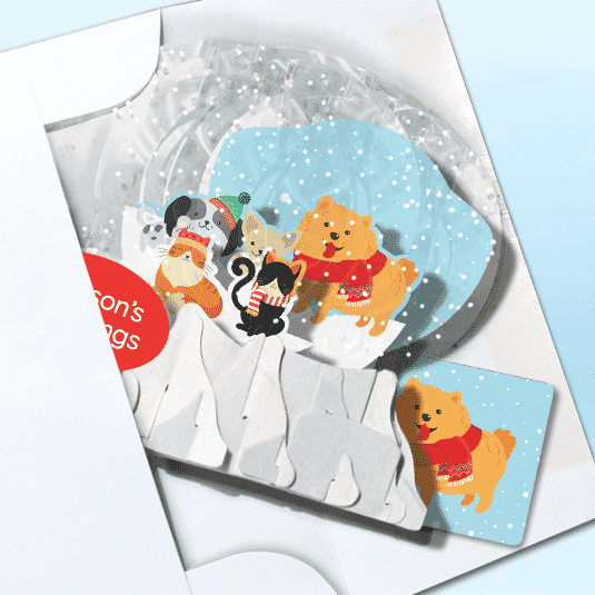 Furry Friends 3" Globe Greeting Card