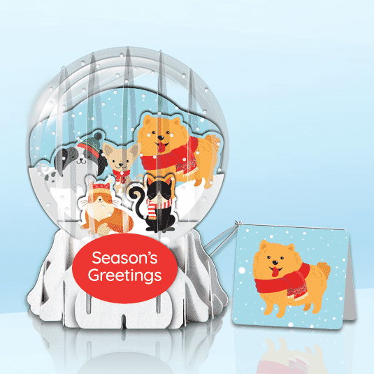 Furry Friends 3" Globe Greeting Card (3" x 3" x 4") (Sample)