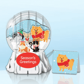 Furry Friends 3" Globe Greeting Card (3" x 3" x 4") (Sample)