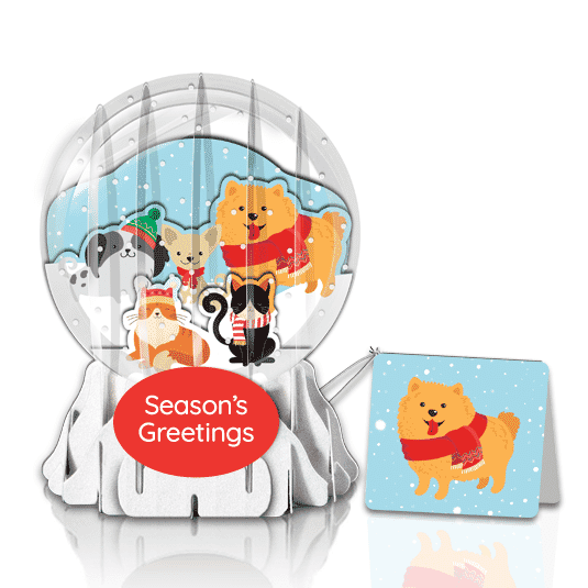 Furry Friends 3" Globe Greeting Card