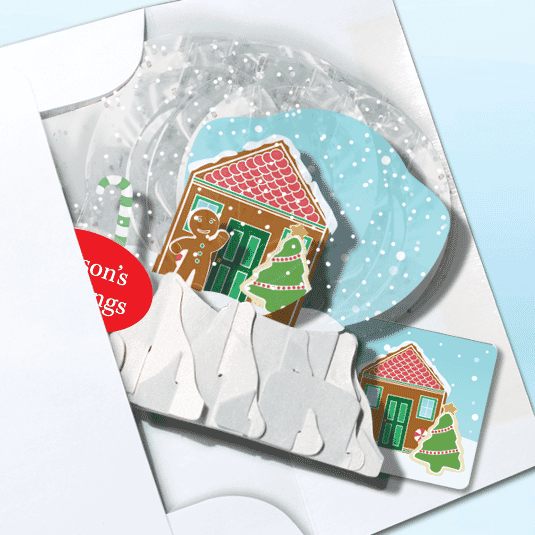 Gingerbread House 3" Globe Greeting Card