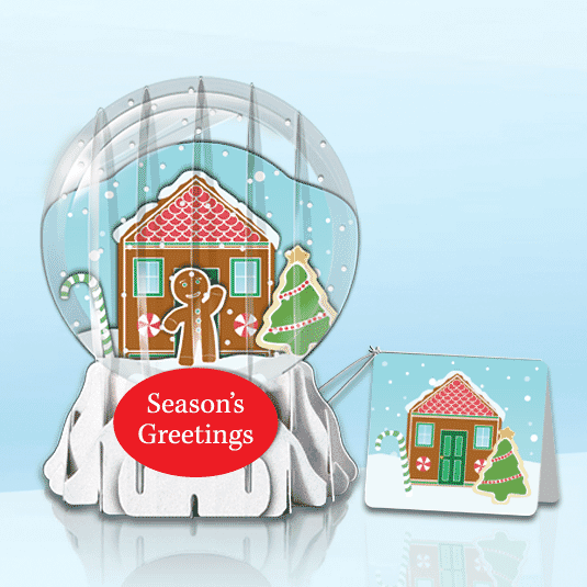 Gingerbread House 3" Globe Greeting Card