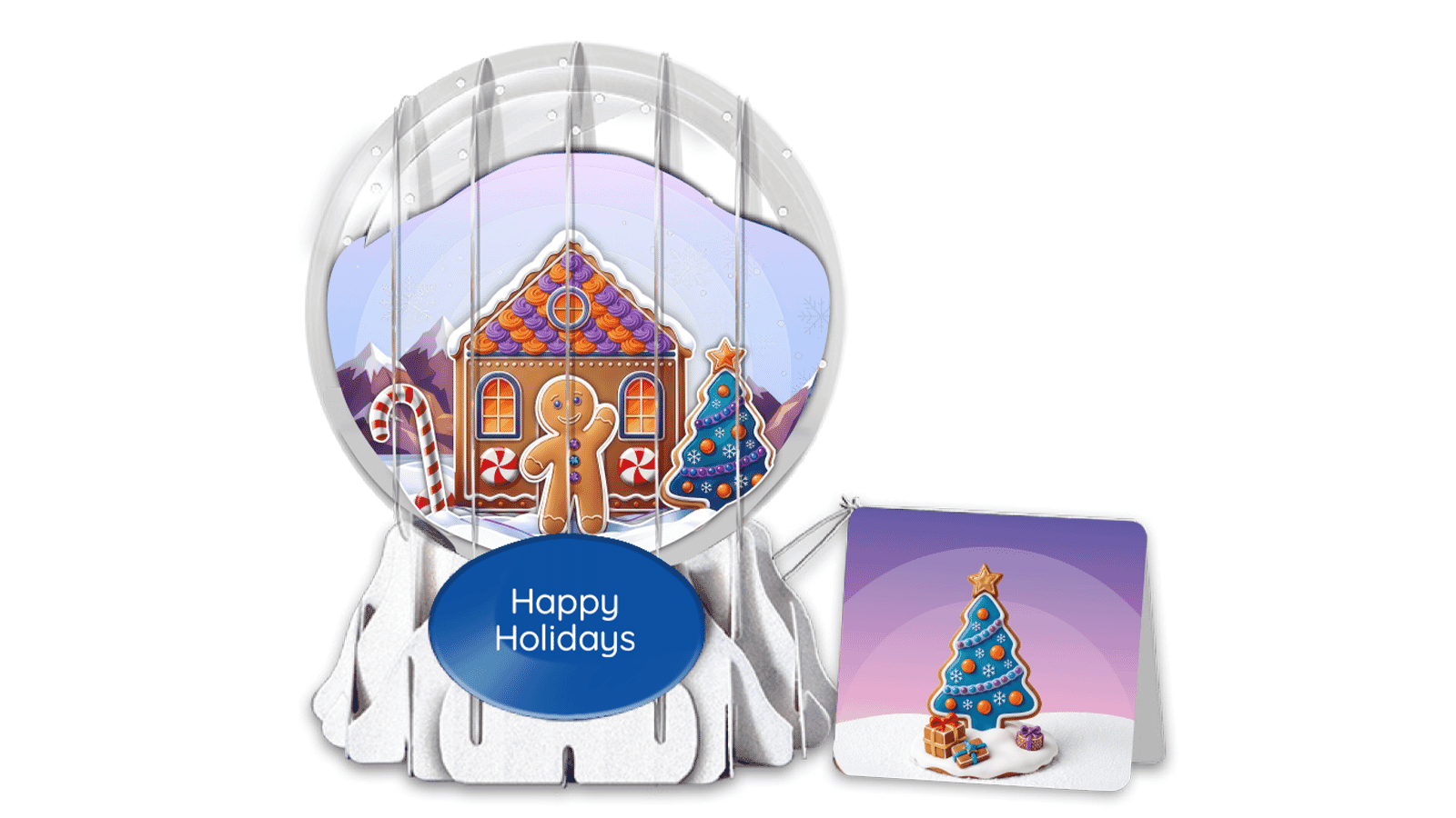 Gingerbread Dream Cottage 3" Globe Greeting Card