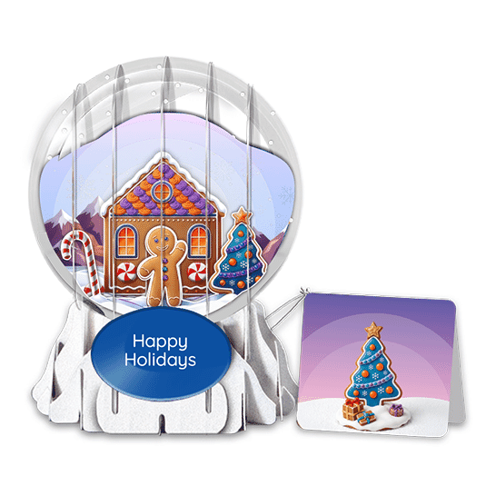 Gingerbread Dream Cottage 3" Globe Greeting Card