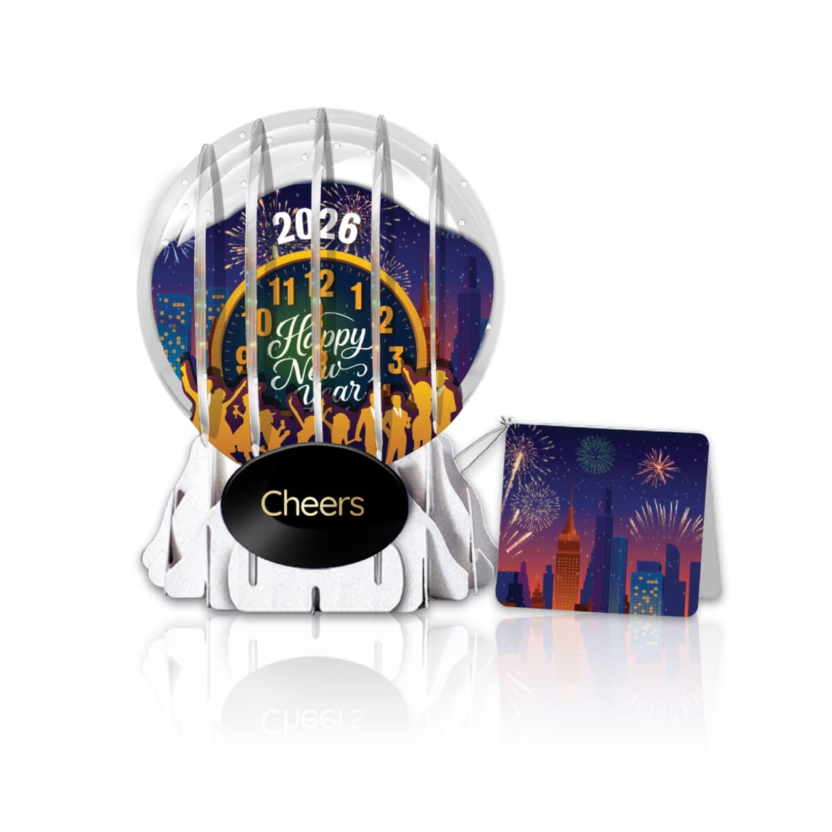 3... 2... 1... Happy New Year! 3" Globe Greeting Card