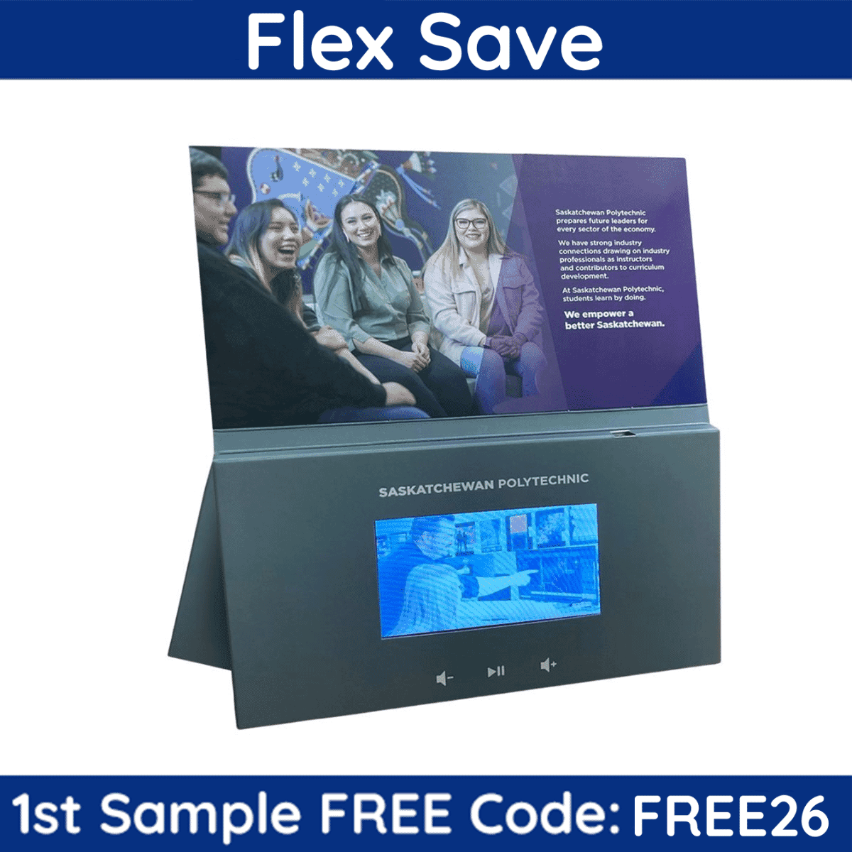 4.3" Gusseted Easel Back Video Brochure - Flex Save