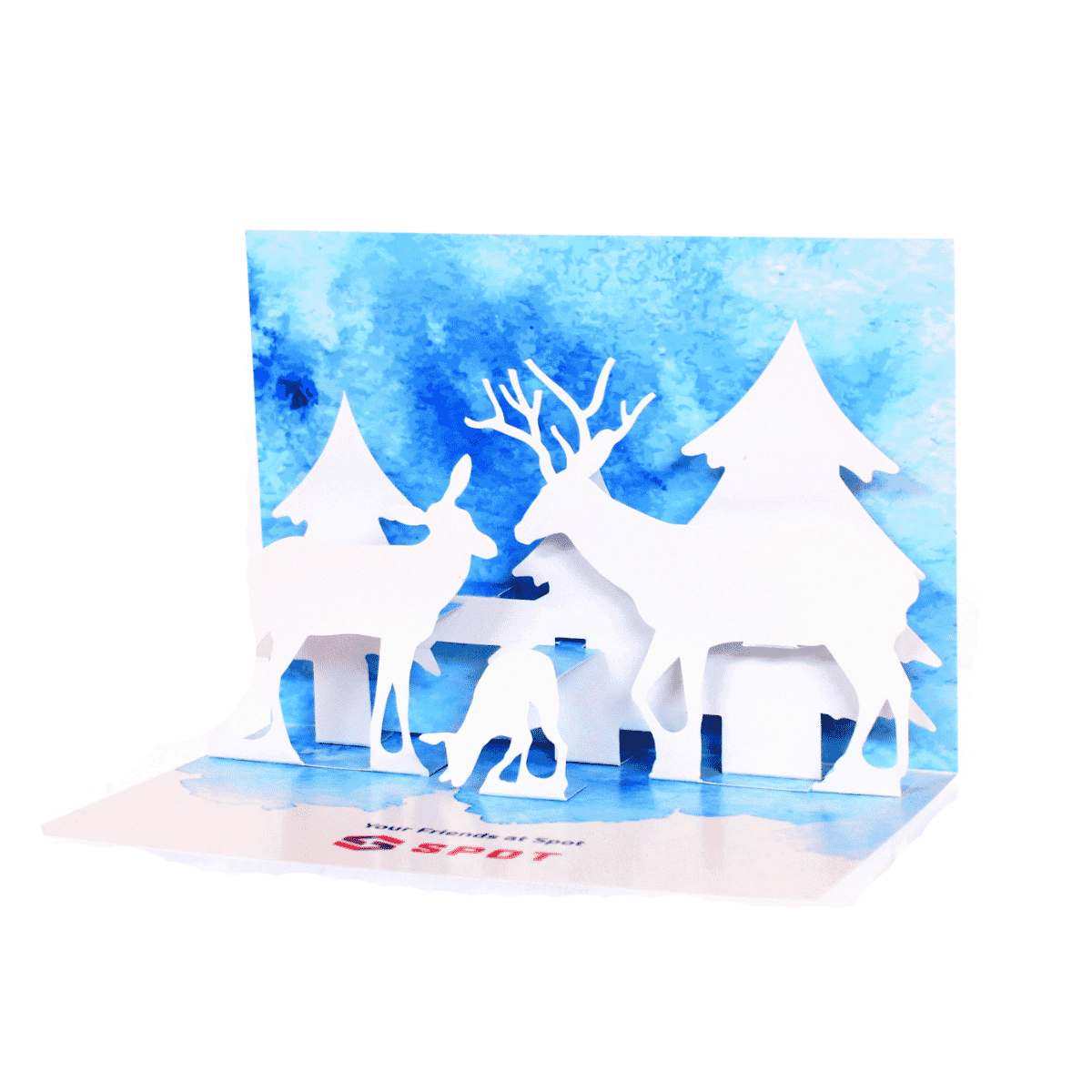 Red Paper Plane's Snow Scene Holiday Card features an intricate staged holiday design. 