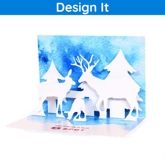 Red Paper Plane's Snow Scene Holiday Card features an intricate staged holiday design. 