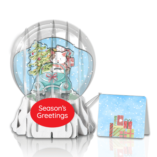 Kitty Vacation Globe Greeting Card
