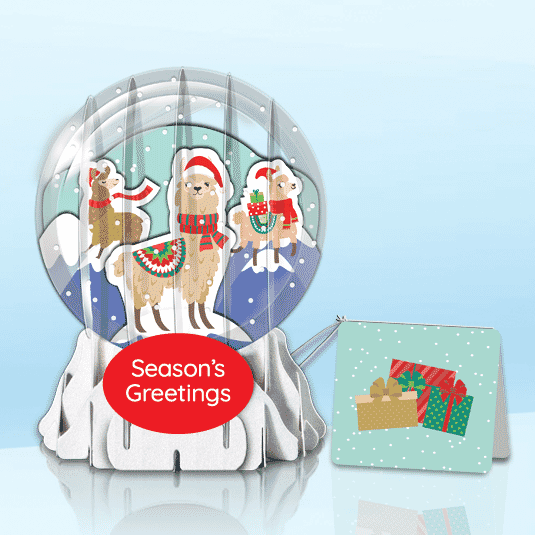 Lovely Llamas 3" Globe Greeting Card (3" x 3" x 4") (Sample)