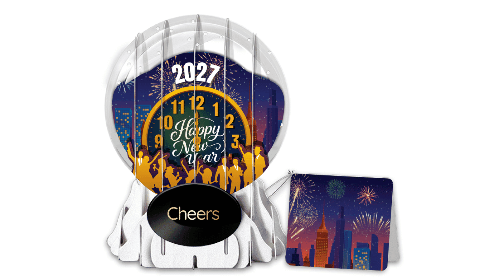 3... 2... 1... Happy New Year! 3" Globe Greeting Card