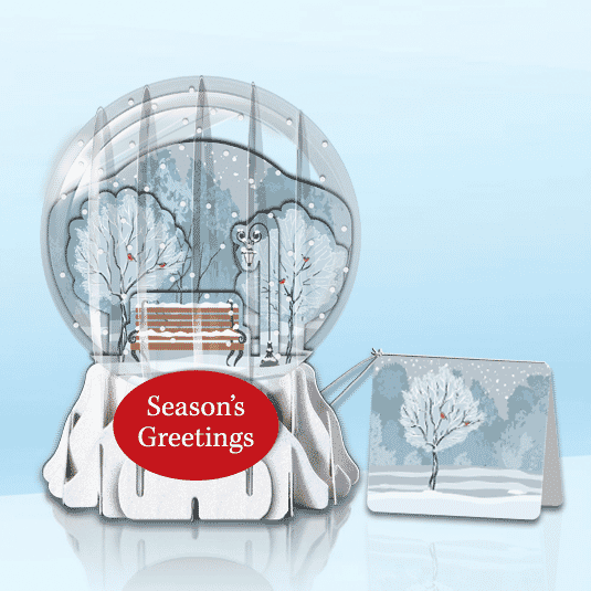 Park Bench 3" Globe Greeting Card (3" x 3" x 4") (Sample)