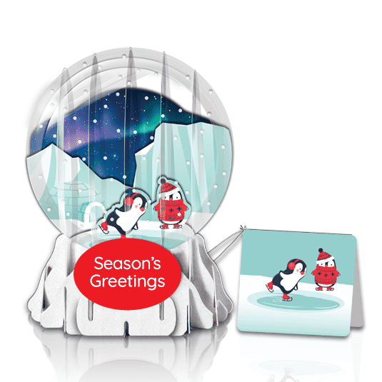 Penguin Pals 3" Globe Greeting Card