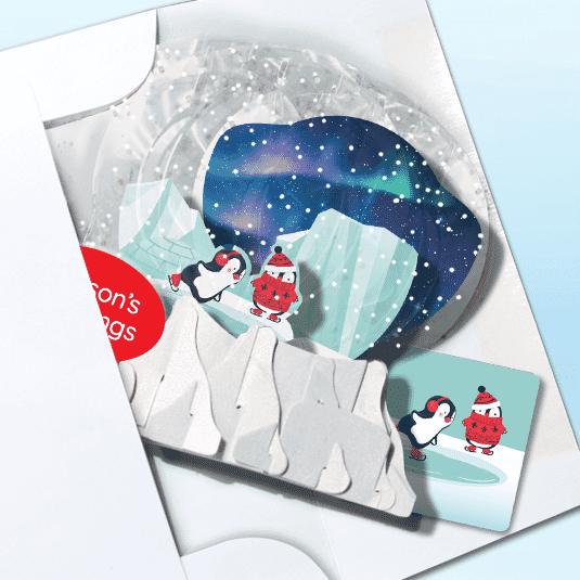 Penguin Pals 3" Globe Greeting Card