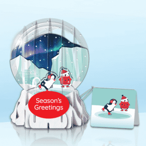 Penguin Pals 3" Globe Greeting Card (3" x 3" x 4") (Sample)