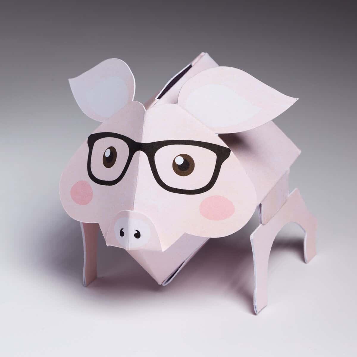Pop Up Pink Pig with Black Glasses with Bank Hole 