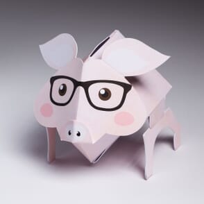 Pop Up Pink Pig with Black Glasses with Bank Hole