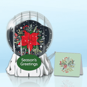 Poinsettia in Bloom 3" Globe Greeting Card