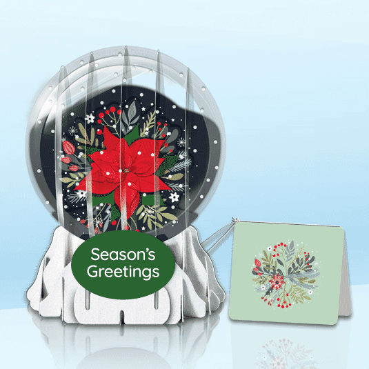 Poinsettia in Bloom 3" Globe Greeting Card (Sample)