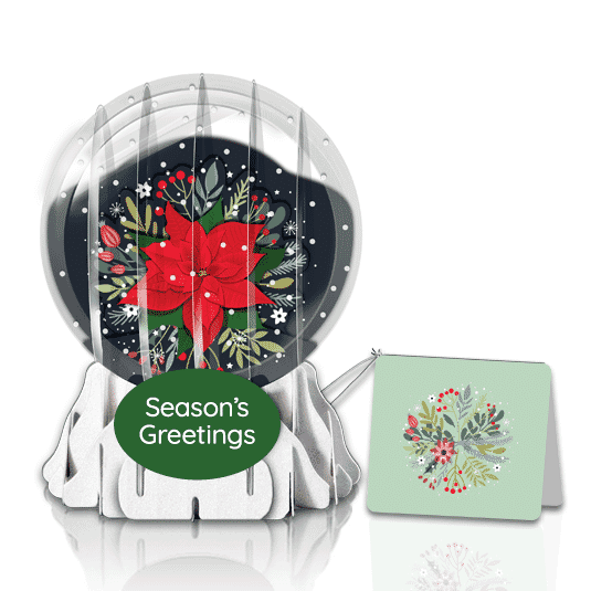 Poinsettia in Bloom 3" Globe Greeting Card