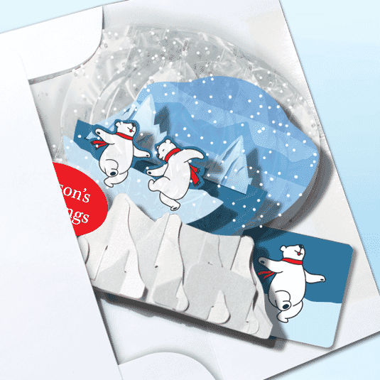 Polar Bears 3" Globe Greeting Card