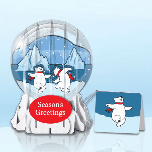 Polar Bears 3" Globe Greeting Card