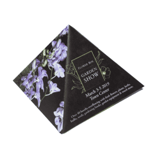 Red Paper Plane's Fold Out Pyramid is a great desktop reminder of your brand, upcoming event, and products/services.
