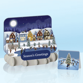 Quaint Winter Village Standout Greeting Card