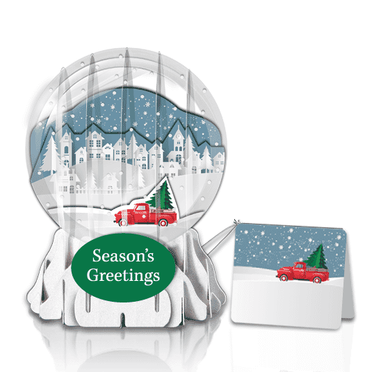 Red Truck 3" Globe Greeting Card