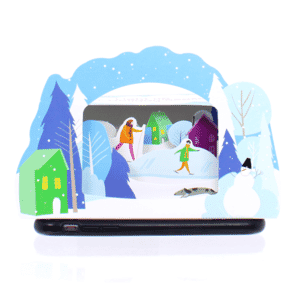 Winter Village Lightbox Greeting Card