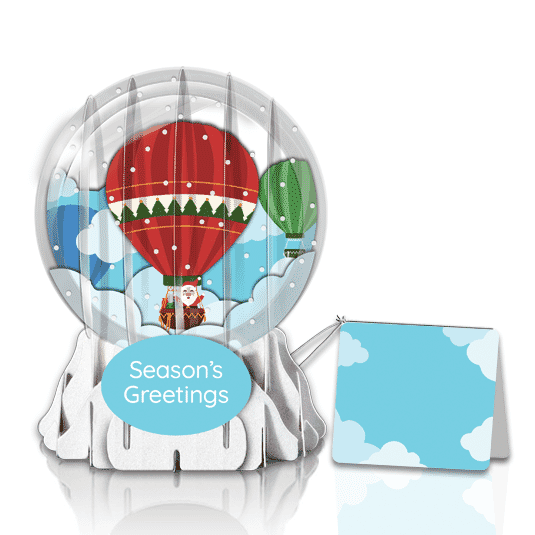 Santa's Hot Air Balloon Globe Greeting Card (3" x 3" x 4") (Sample)