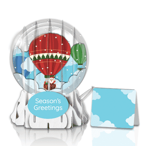 Santa's Hot Air Balloon Globe Greeting Card (3" x 3" x 4") (Sample)