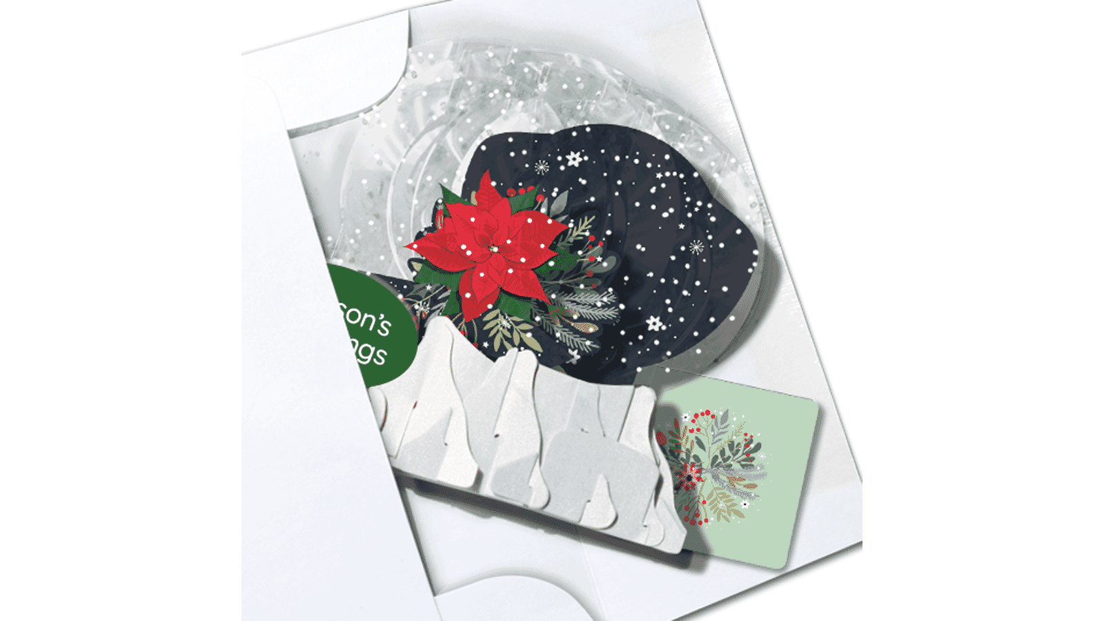 Poinsettia in Bloom 3" Globe Greeting Card